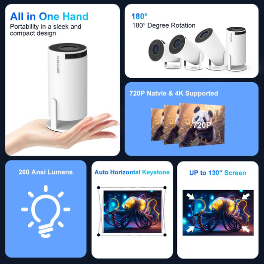 Mini Projetor HY300 Portátil 5G Wifi 6 BT 5.0 Android 11