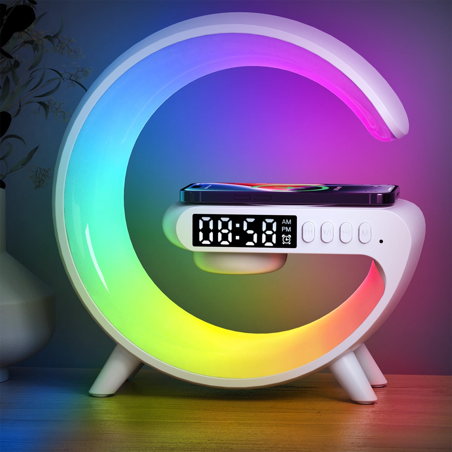 Luminária "Pequena" RGB com caixa de som e despertador